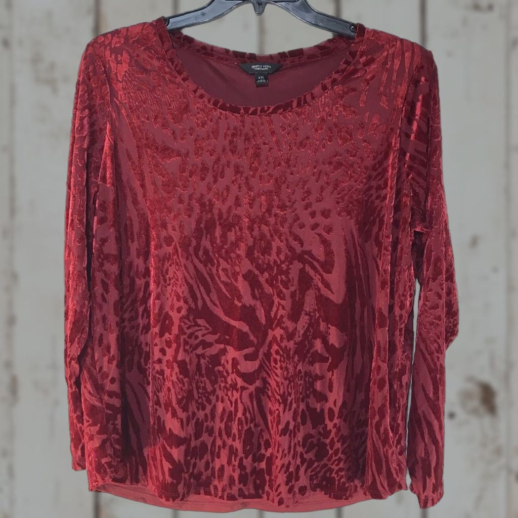 Vintage Simply Vera Vera Wang Red An Print Dress Top Womens Size XXL Size XXL / US 16-18 / IT 52-54 - 1 Thumbnail