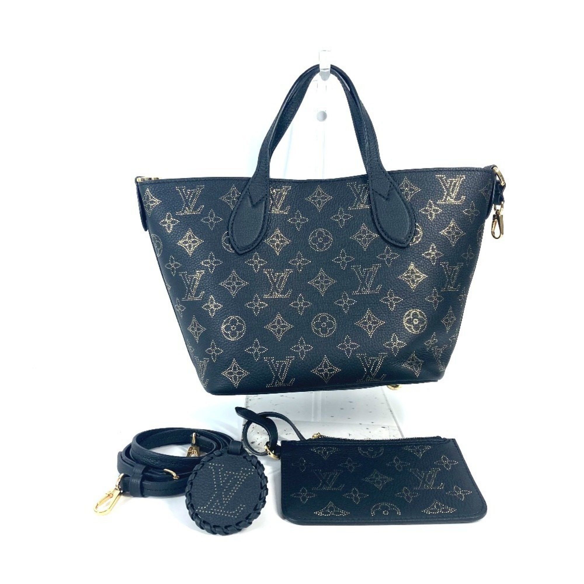 Louis Vuitton M23393 Monogram Mahina Blossom Pm Tote Bag, Crossbody, Handbag, Shoulder Leather, Women's, Black, Like New