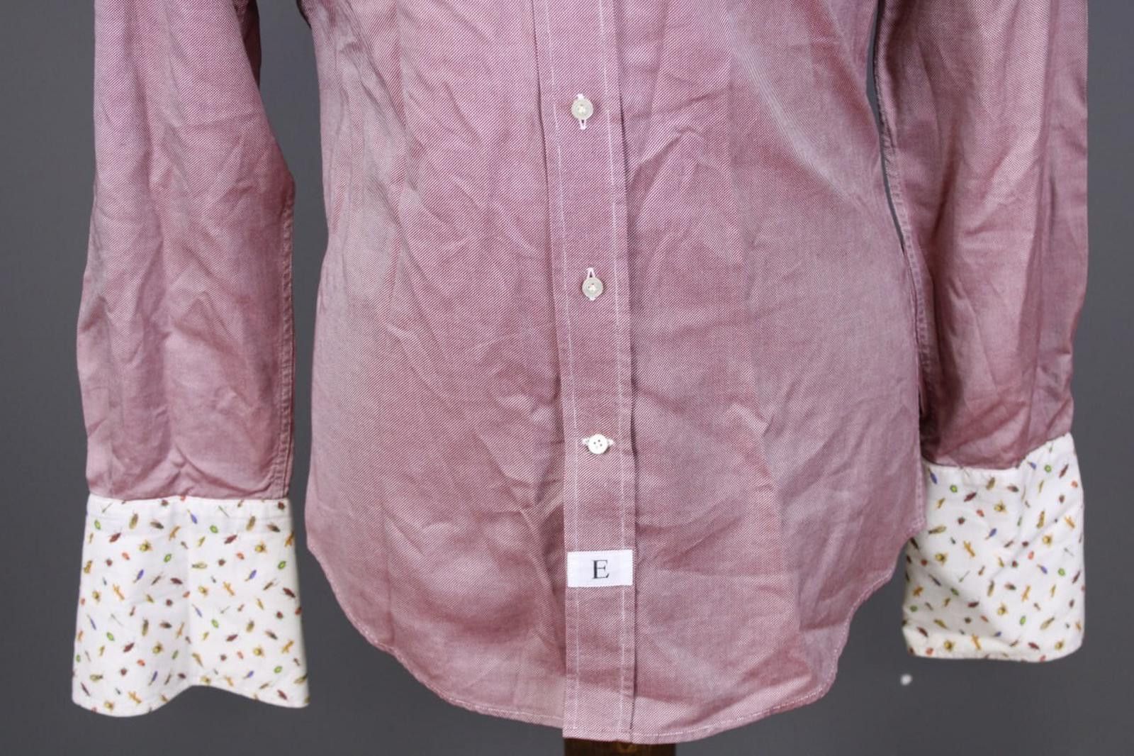 Emmett Emmett London Slim Fit Burgundy Down Shirt Size 38 / 15 Size US M / EU 48-50 / 2 - 2 Thumbnail