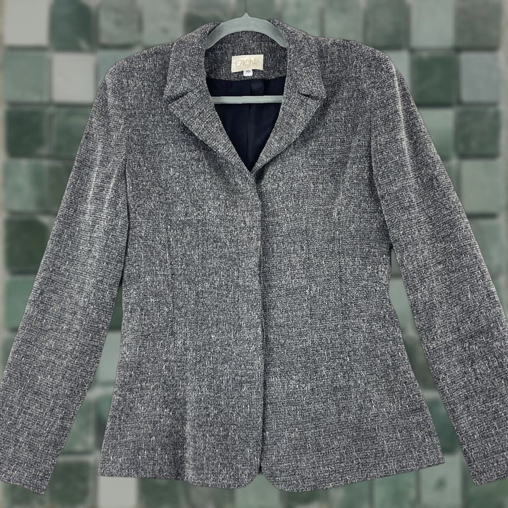 Vintage Caché Jacket Womens Size 10 Wool Black Button-Up Long Sleeve VTG USA Made Jacket Size L / US 10 / IT 46 - 1 Thumbnail