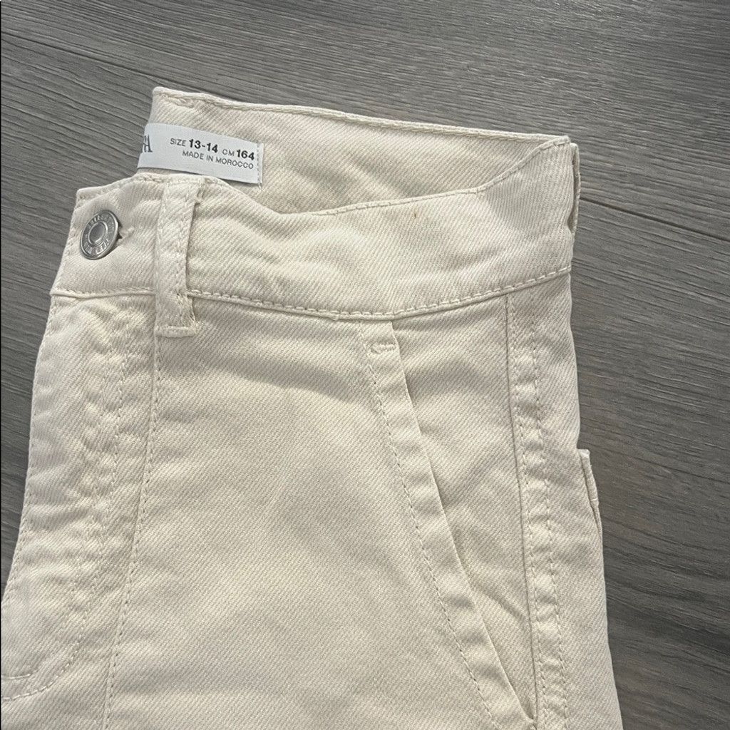 Zara Zara Women's Cream Flare Cargo Jeans Size 31" - 5 Thumbnail
