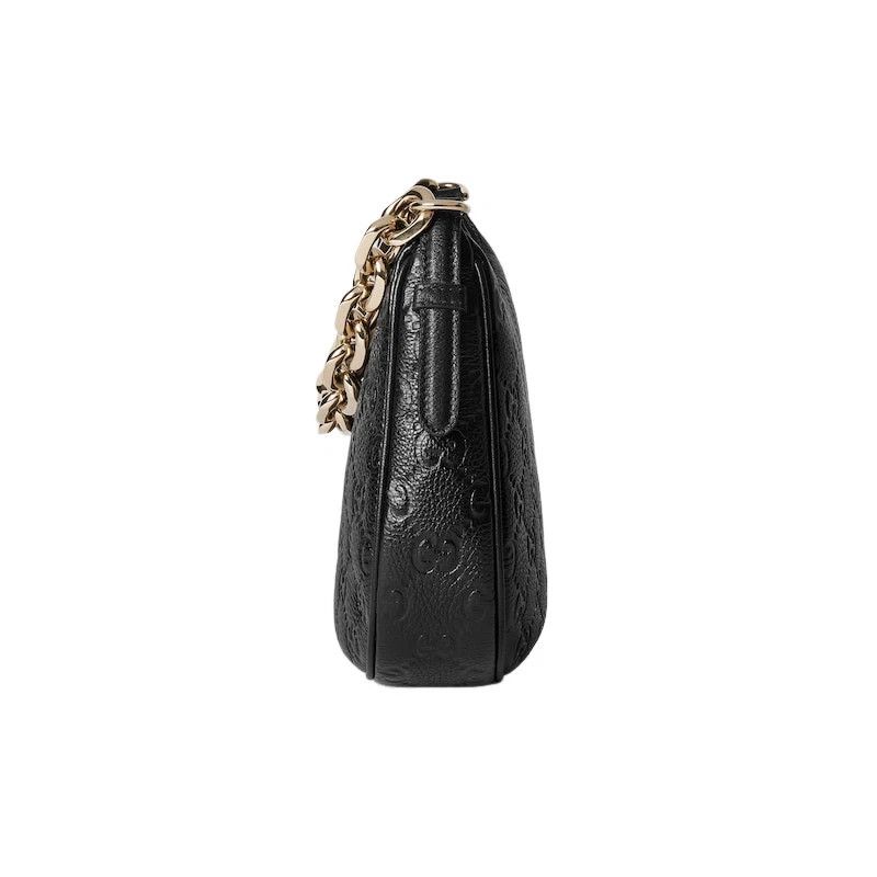 Gucci GUCCI GG Medium Black Leather Shoulder Bag New Auth Size ONE SIZE - 3 Thumbnail