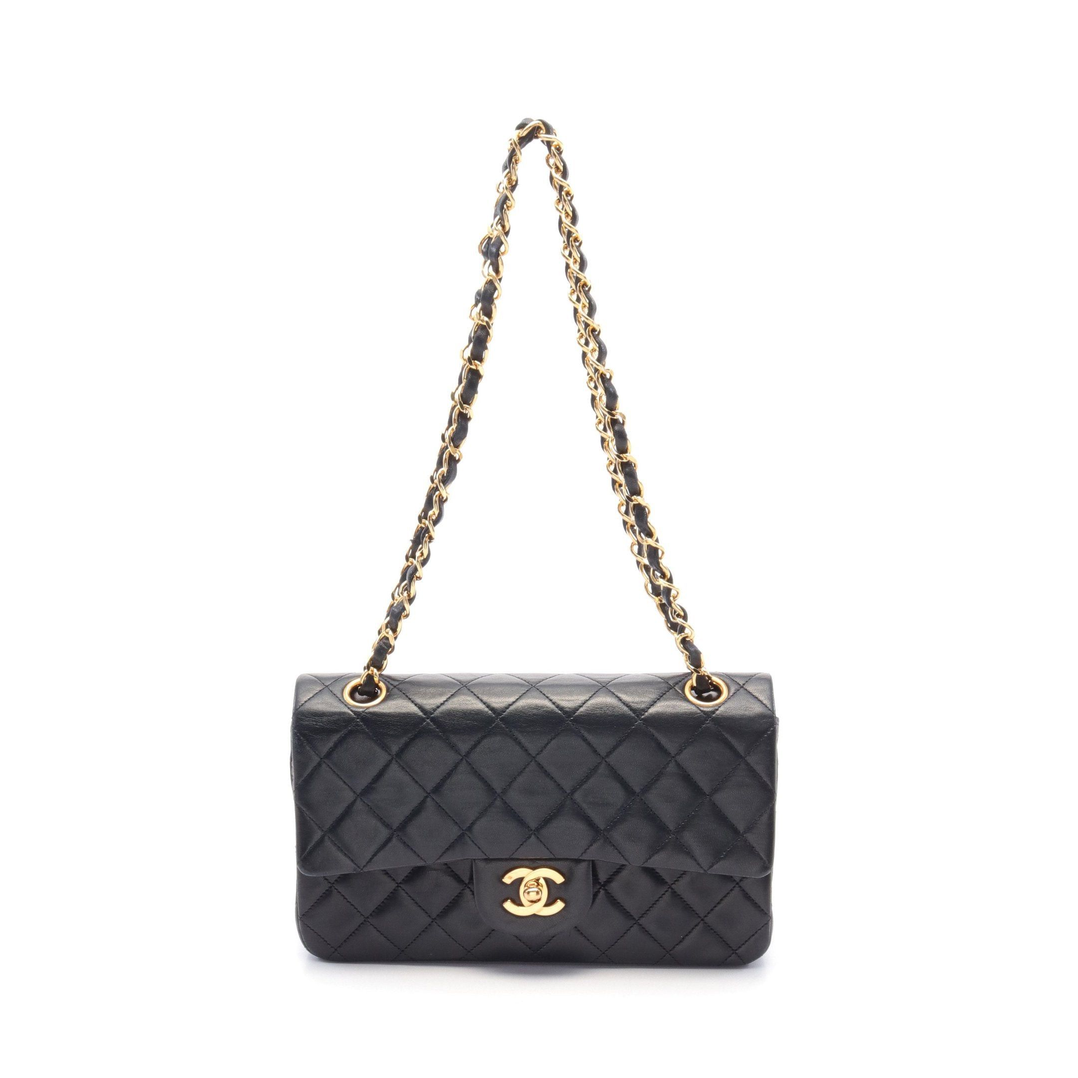 Chanel Chanel Matelasse Double Flap Chain Shoulder Bag Lambskin Navy Gold Hardware Size ONE SIZE - 1 Thumbnail