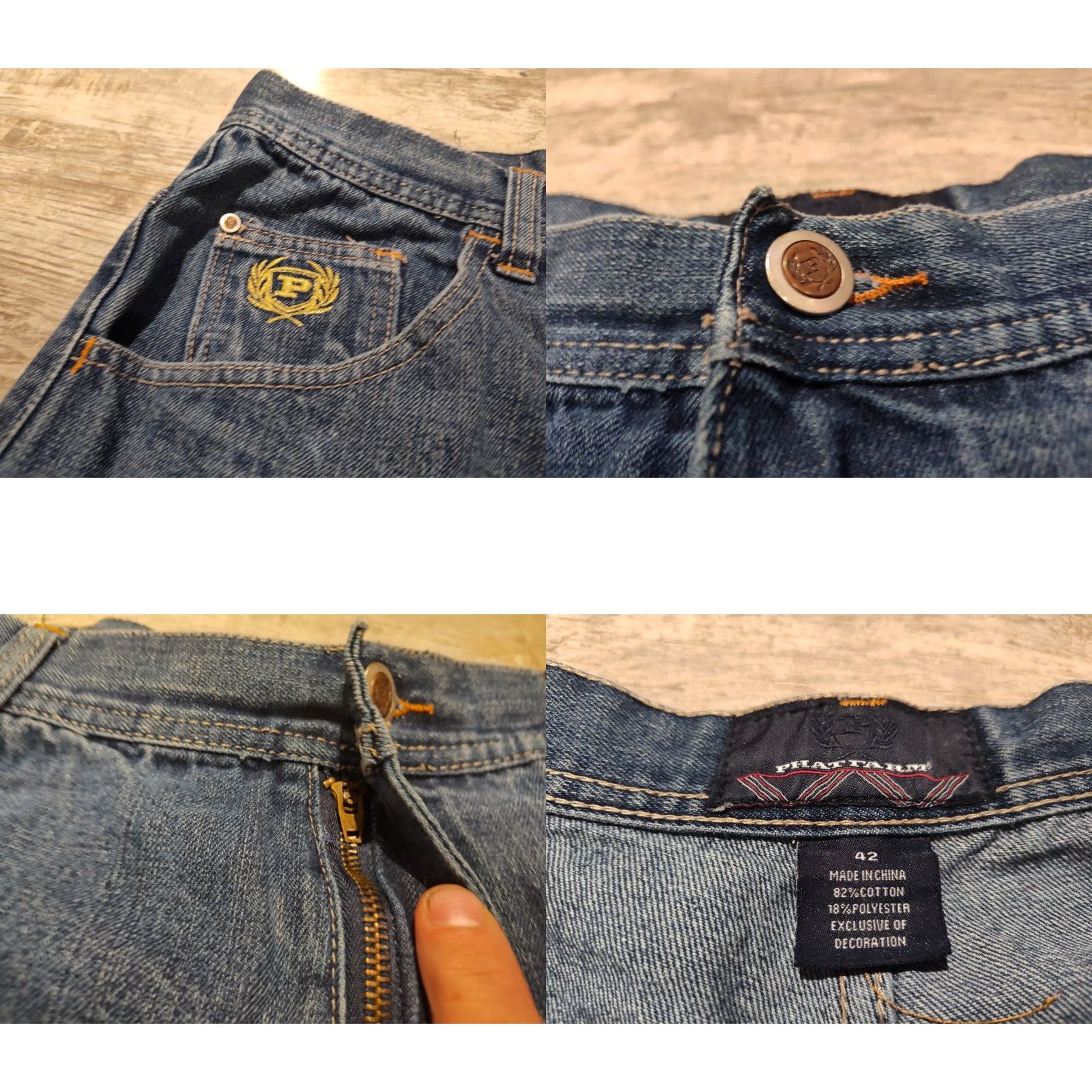 Phat Farm Phat Farm Y2K Denim Blue Jean Shorts 42x11 Embroidered Pockets Hip Hop Jorts Size US 42 / EU 58 - 8 Thumbnail