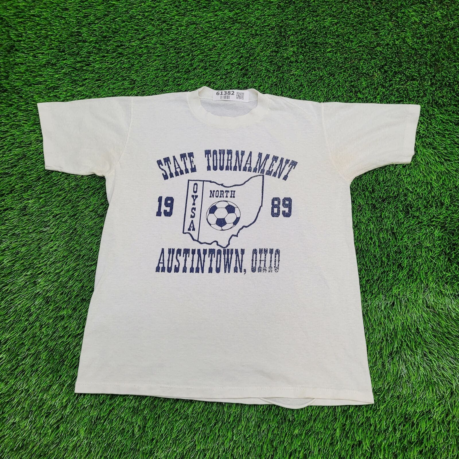 image of Sportswear Vintage 1986 Oysa Ohio Youth Soccer Shirt S-Short 18X23 Usa in White, Men's (Size Small)