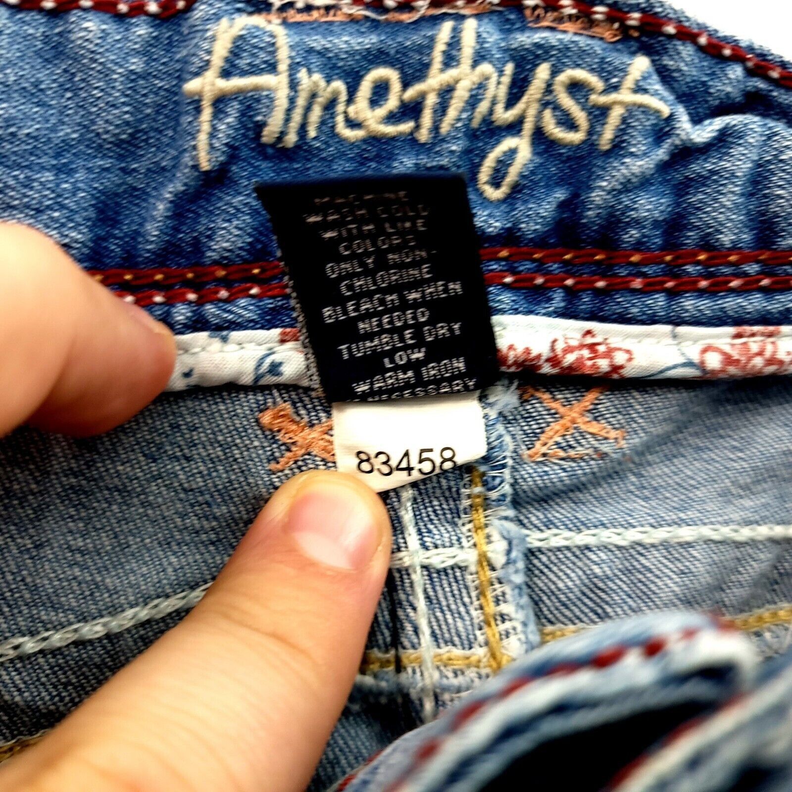 Other Amethyst Jean Denim Shorts Blue Whiskering Distressed Low Ri Size 31" - 9 Thumbnail