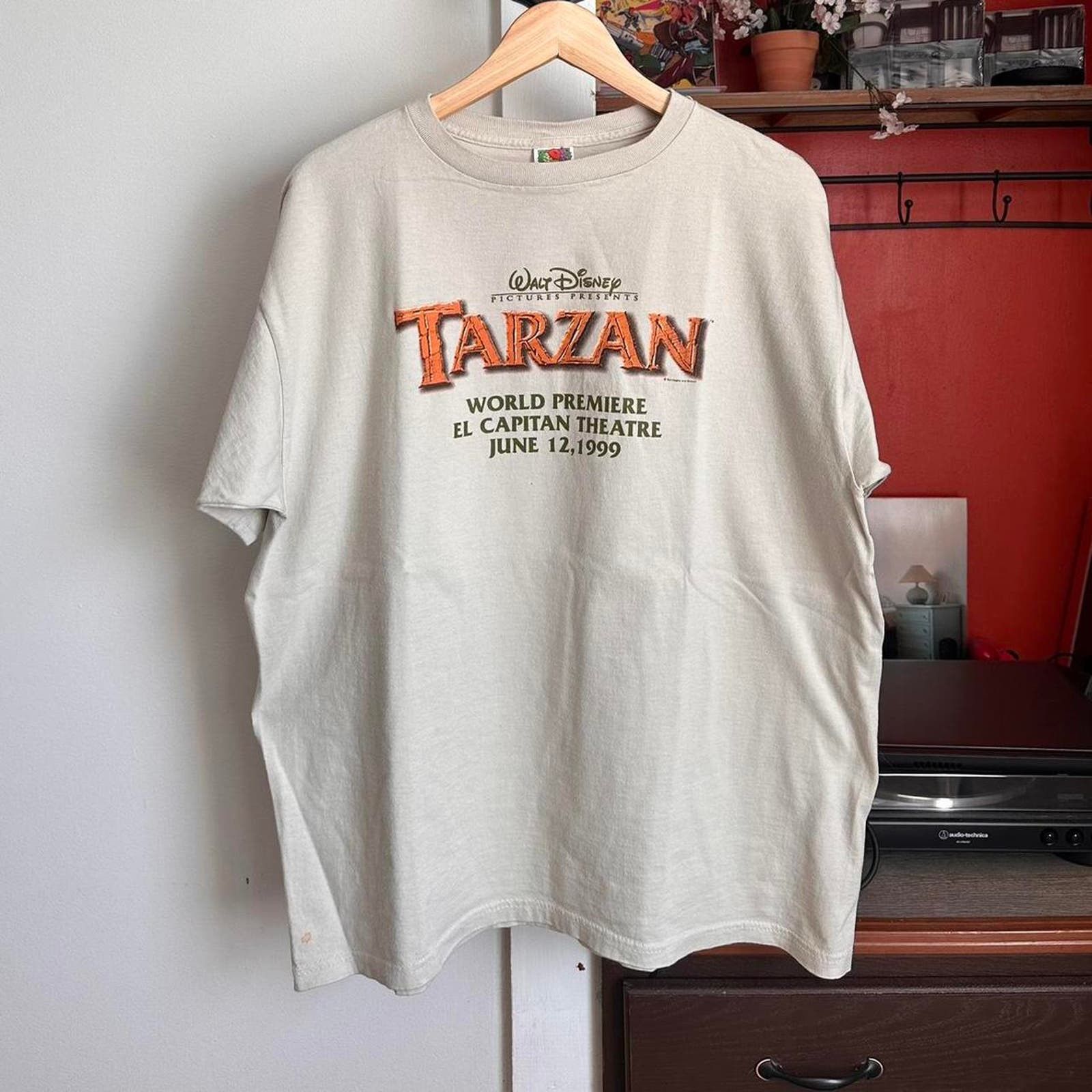 image of Fruit Of The Loom x Movie Vintage 1999 Tarzan Movie Promo Shirt in Cream, Men's (Size XL)