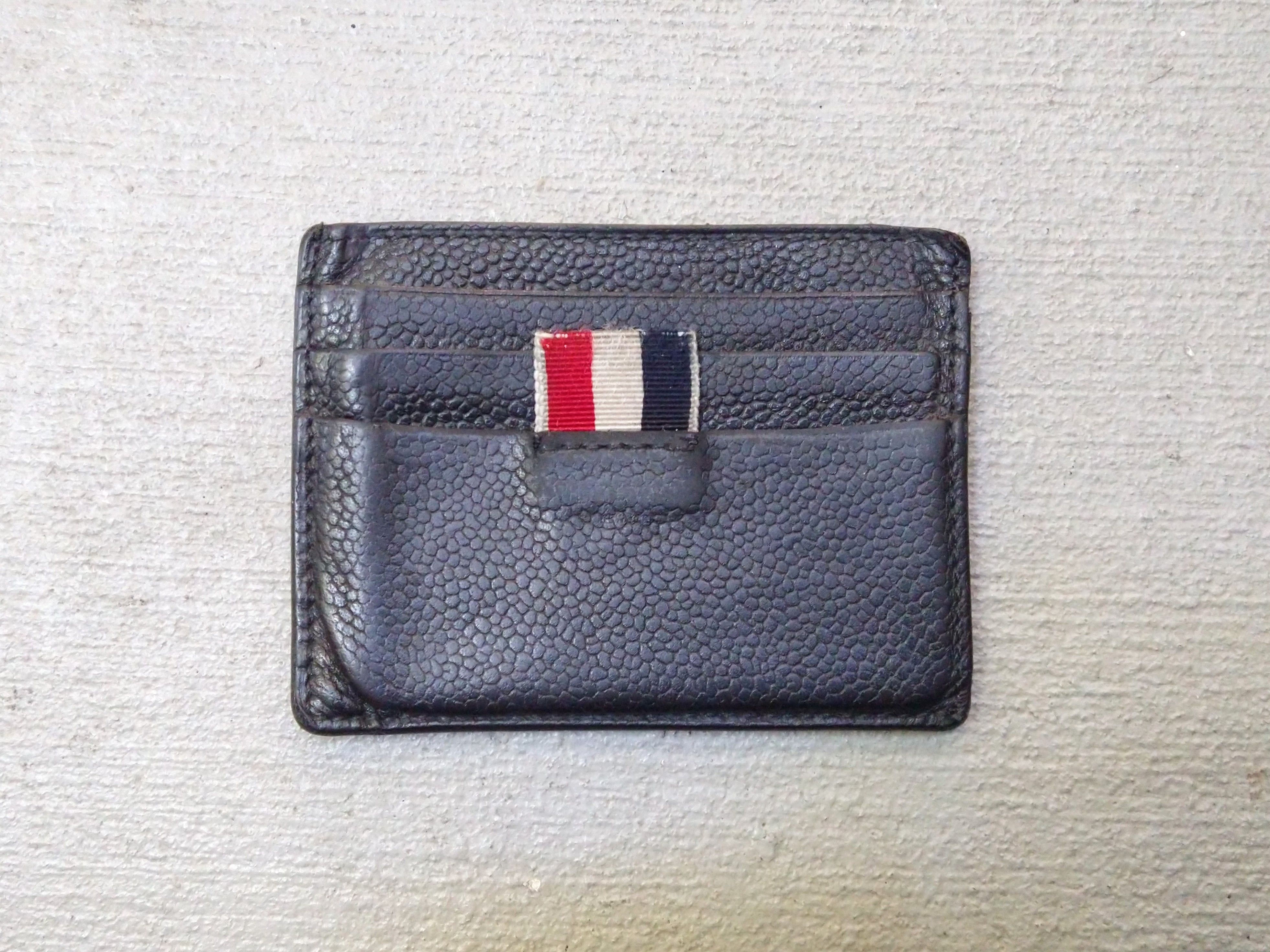 Thom Browne Thom Browne Cardholder Wallet Black Leather Pebbled Slim Size ONE SIZE - 1 Thumbnail