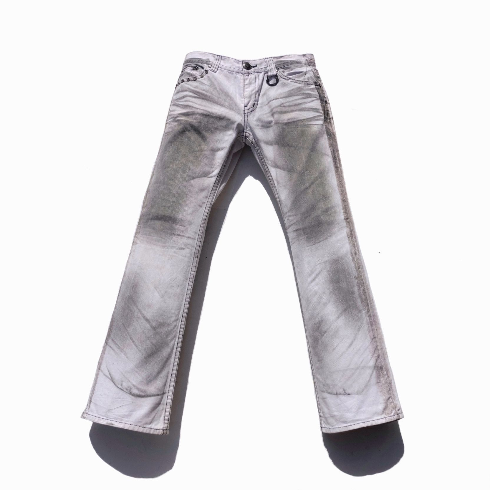 image of 14Th Addiction x Tornado Mart Xfirm Mudwah Clawmark Flared Jeans in White, Men's (Size 31)