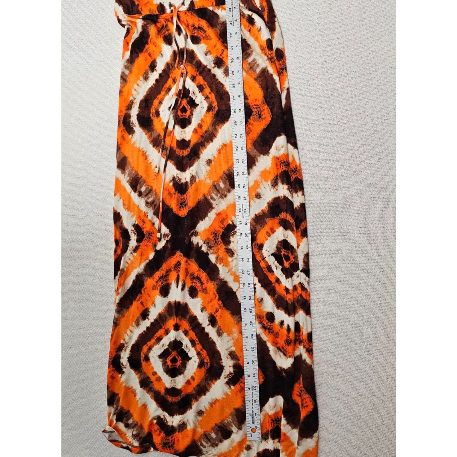 Michael Kors Michael Kors Womens Orange High Low Maxi Skirt Stretch Waist Size Medium Geo Size 32" / US 10 / IT 46 - 6 Thumbnail