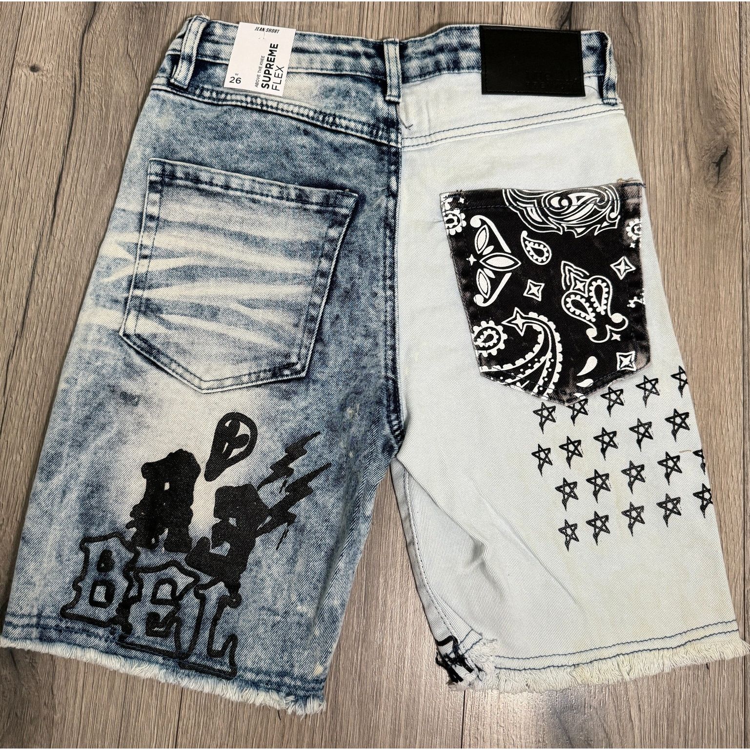 rue21 Rue 21 Denim Jean Shorts Patchwork Supreme Flex Graffiti 26 Size US 26 / EU 42 - 2 Thumbnail