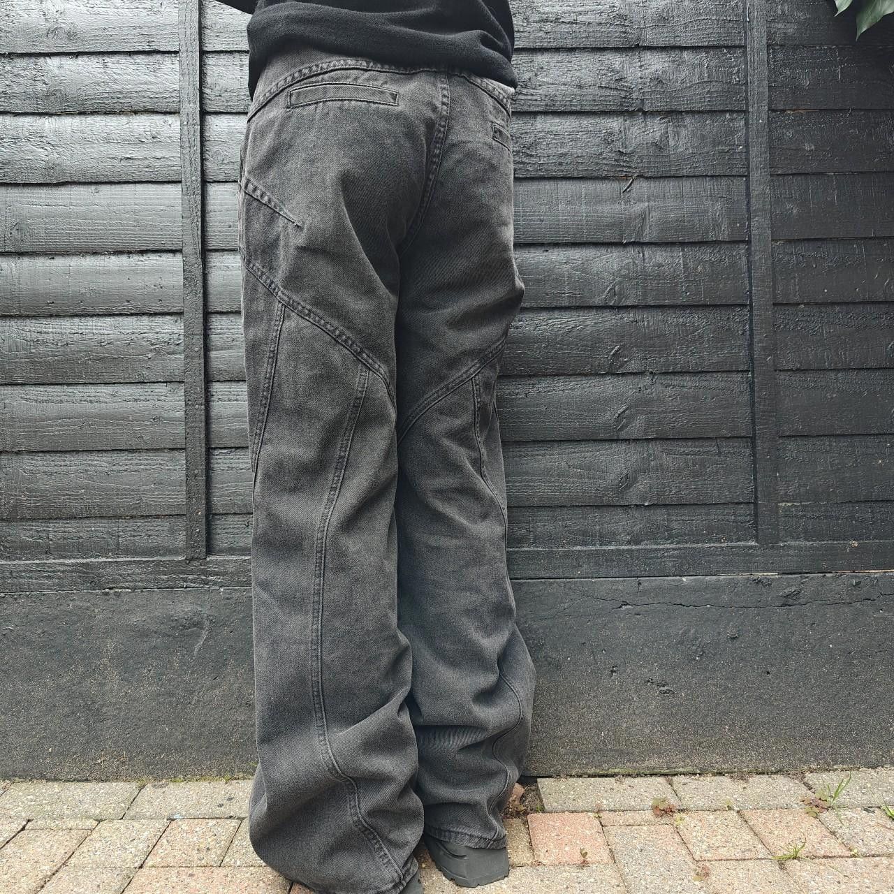 Other Japanese Overdyed Black Wide Leg Seam Flared Jeans Size US 34 / EU 50 - 4 Thumbnail