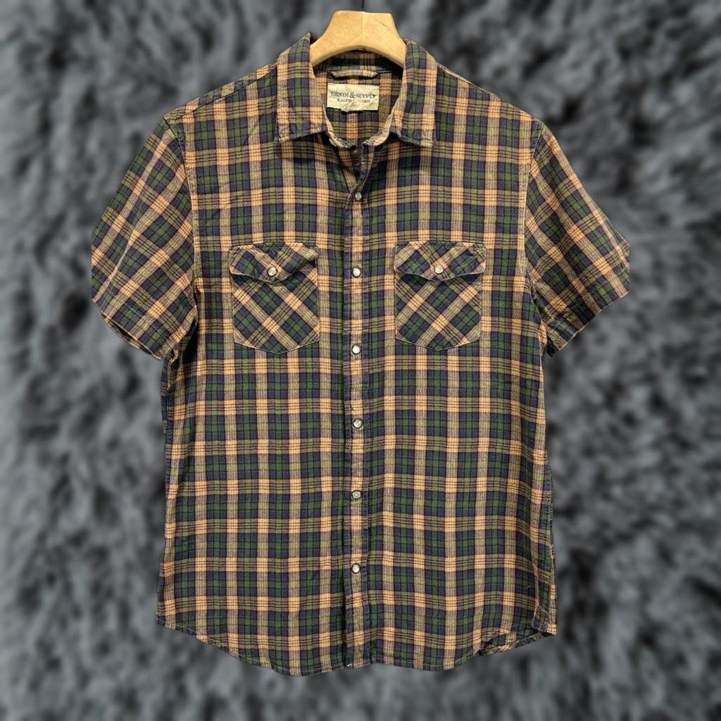 Ralph Lauren Ralph Lauren Denim and Supply Plaid Shirt Mens M GUC Pearl Snaps Western Multicolor Denim Button-Up Short Sleeve Snap Size US M / EU 48-50 / 2 - 1 Thumbnail