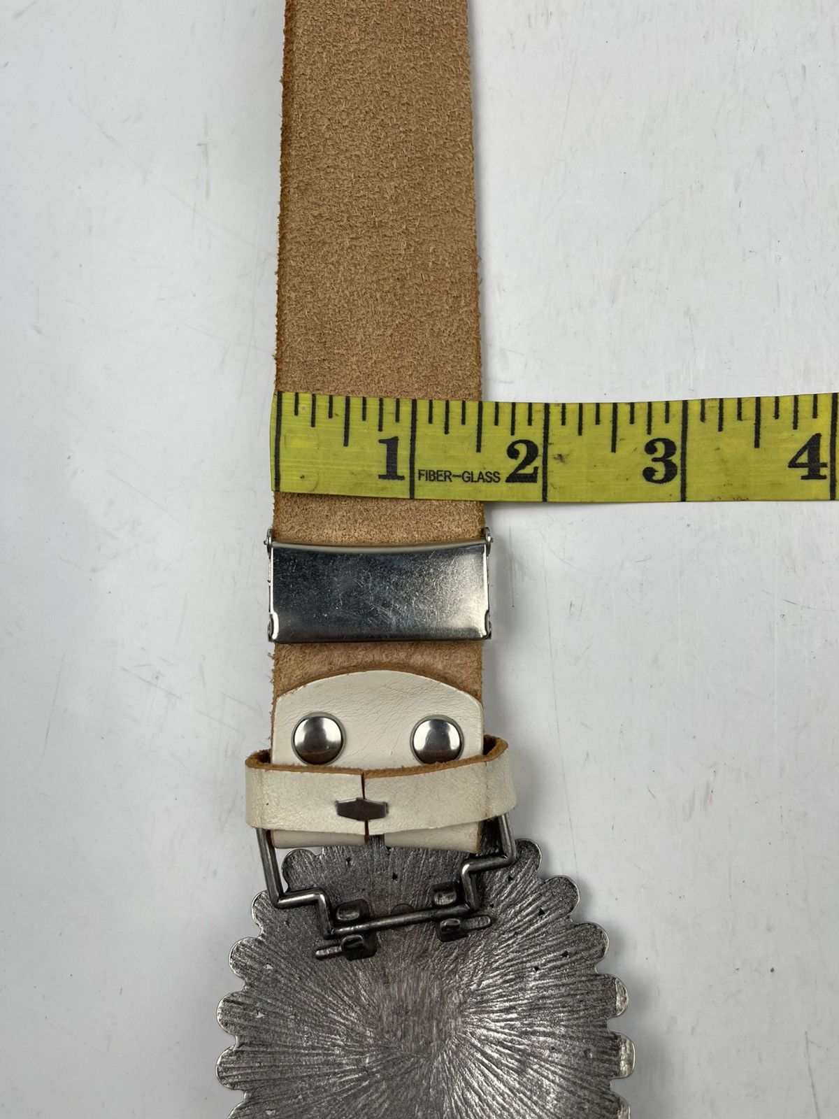 Japanese Brand big buckle leather belt tc34 Size 32 - 7 Thumbnail