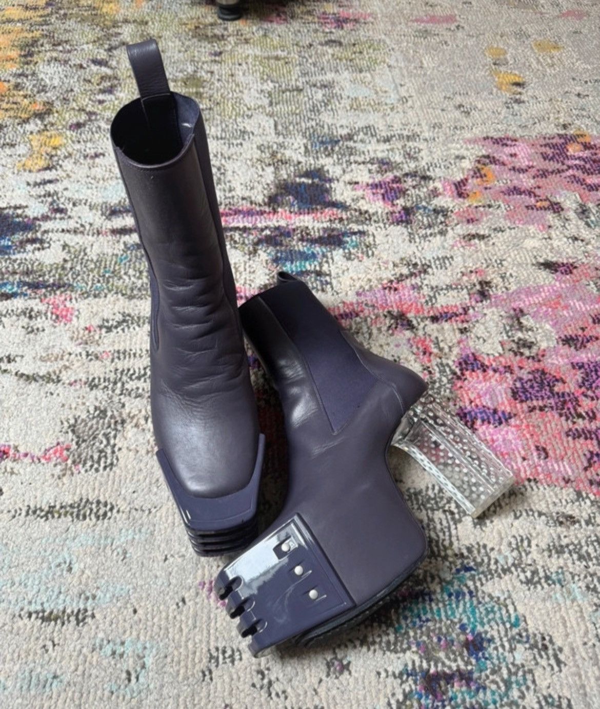 image of Rick Owens Kiss Boots in Purple, Men's (Size 8)