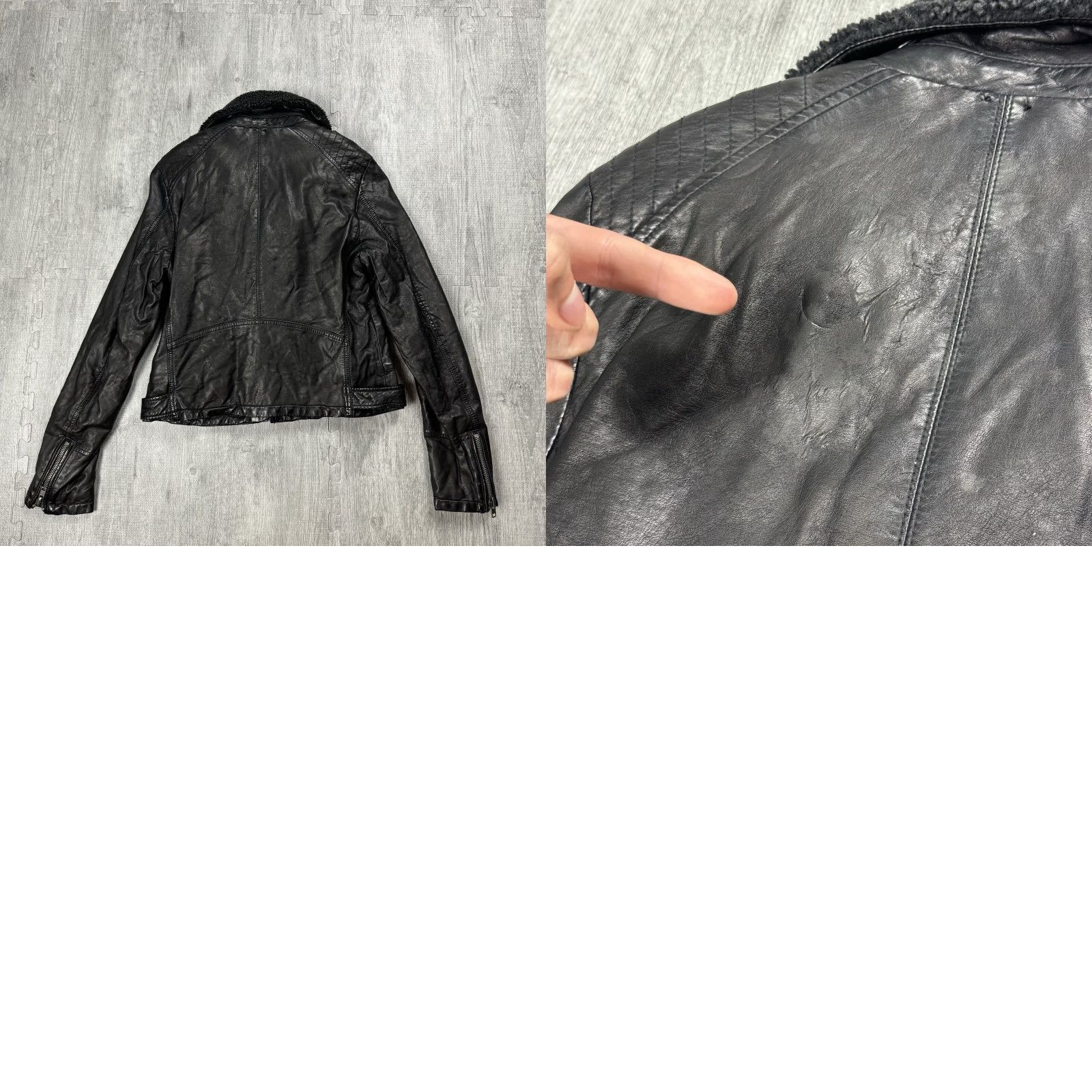 Free People FREE PEOPLE JACKET WOMENS LARGE BLACK PU VEGAN LEATHER SHERPA COLLAR MOTORCYCLE JACKET Size L / US 10 / IT 46 - 8 Thumbnail