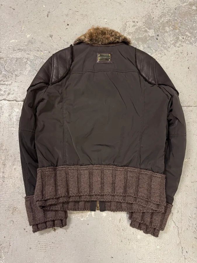Dolce & Gabbana × Vintage FW2008 Dolce & Gabbana Black Hybrid Faux Fur Collar Leather Jacket Size L / US 10 / IT 46 - 4 Thumbnail