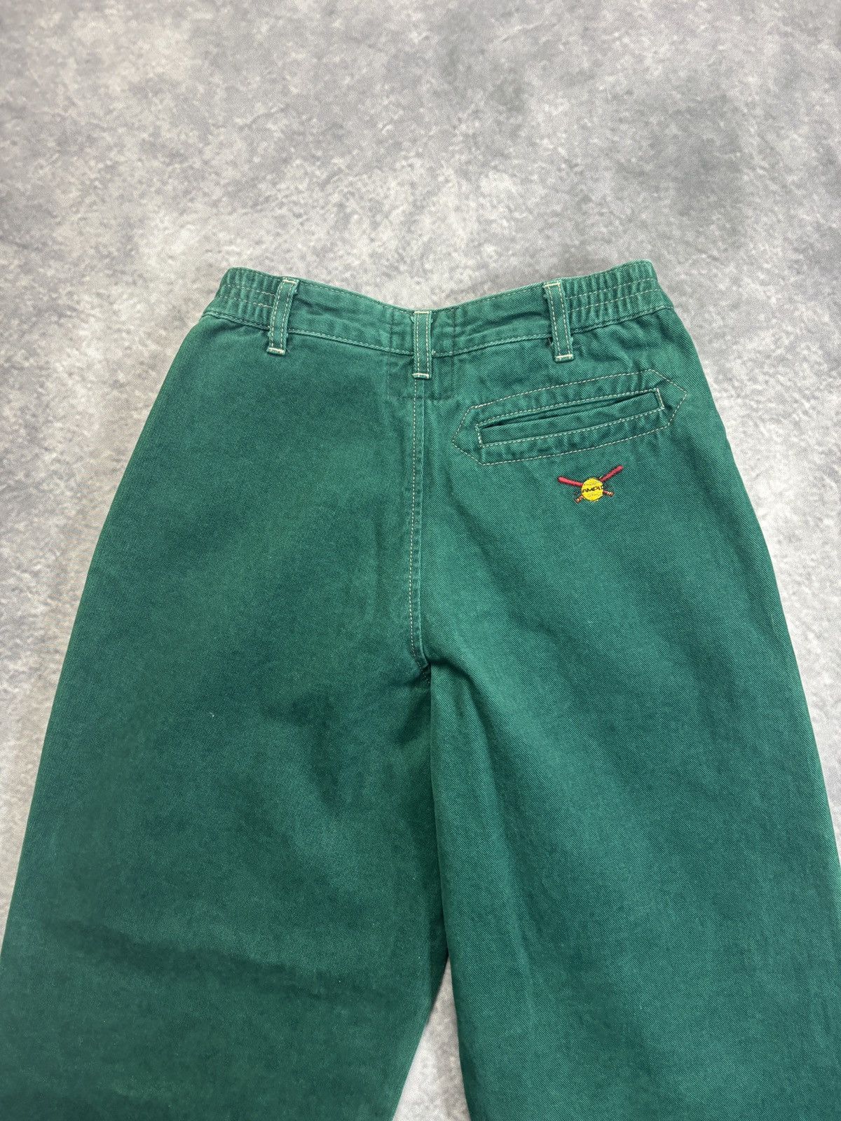 Levi's × Other × Vintage 1980s Green Denim Jeans Vintage Campus France Pleated Youth Size 24" / US 00 / IT 34 - 6 Thumbnail