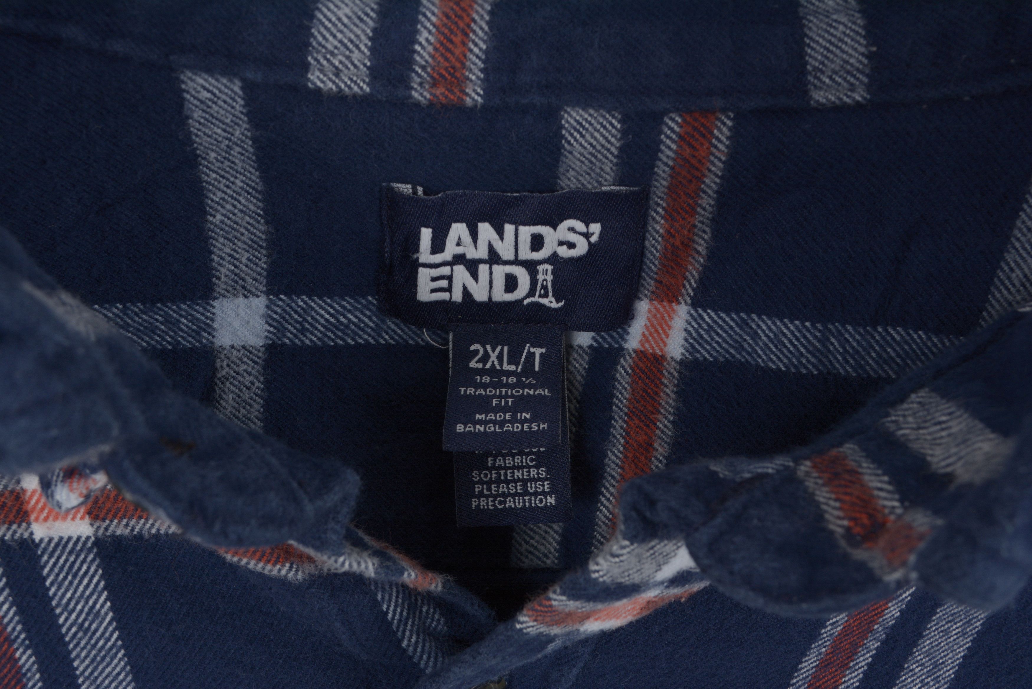 Lands' End Vintage 2XL Men 18 - 18 1/2 Brushed Cotton Shirt Check Plaid Size US XXL / EU 58 / 5 - 5 Thumbnail