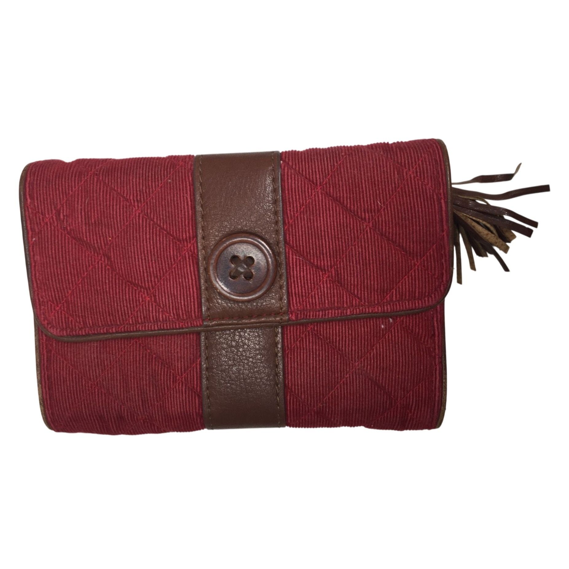 Vera Bradley Vintage Vera Bradley Red Corduroy and Brown Leather Wallet Size ONE SIZE - 1 Thumbnail
