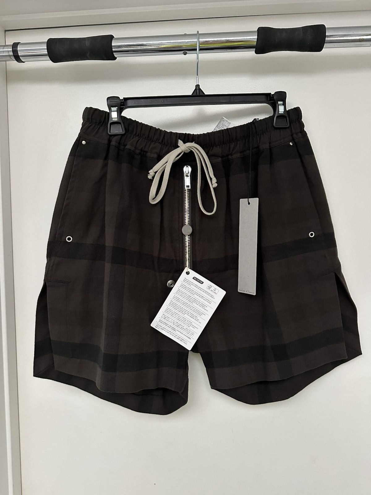 Pre-owned Rick Owens Fw23 Luxor Bela Boxer Shorts In Dark Dust Plaid