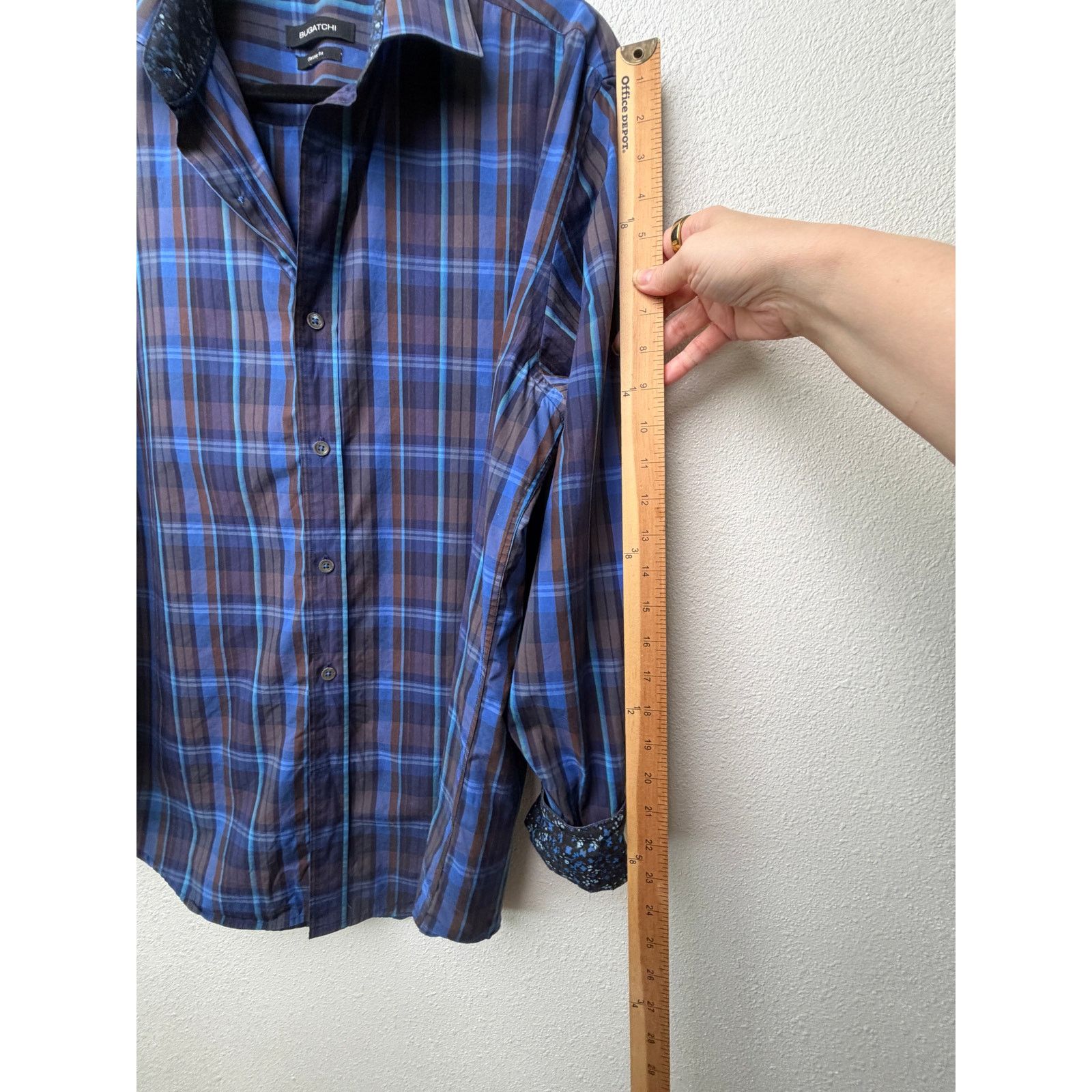 BUGATCHI Bugatchi Plaid Button Front Shirt Blue Brown Gray Men’s L Size US L / EU 52-54 / 3 - 15 Thumbnail