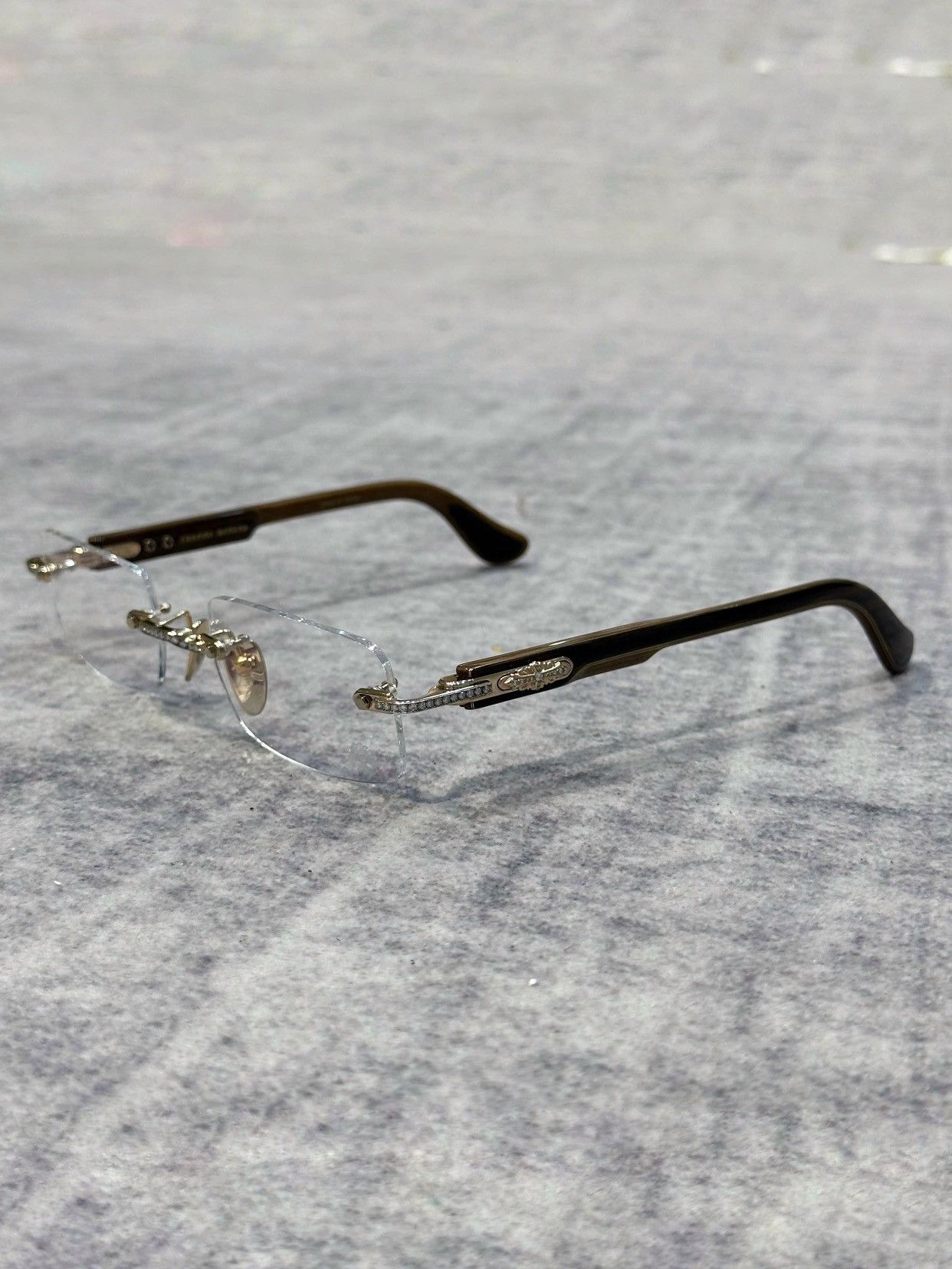 【Chrome Hearts】 Bonennoisseur II Black Gold Plated Chrome Hearts glasses BONENNOISSEUR II JEWELED – BLACK/GOLD