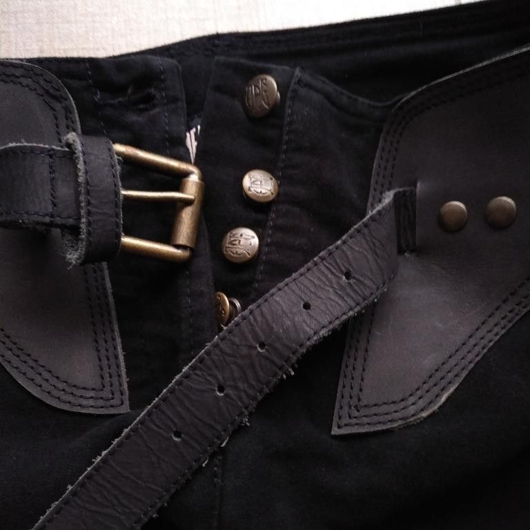 Jean Paul Gaultier Jean Paul Gaultier buckled leather saddle denim skirt Size 26" / US 2 / IT 38 - 3 Thumbnail
