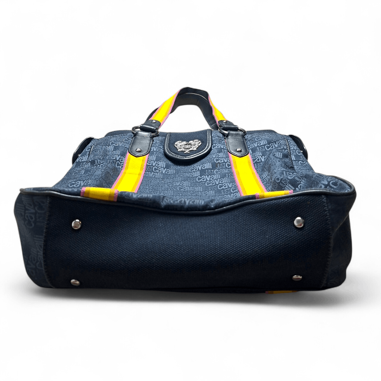 Just Cavalli Just Cavalli Navy Monogram Tote Bag Leather Trim Y2K Size ONE SIZE - 4 Thumbnail