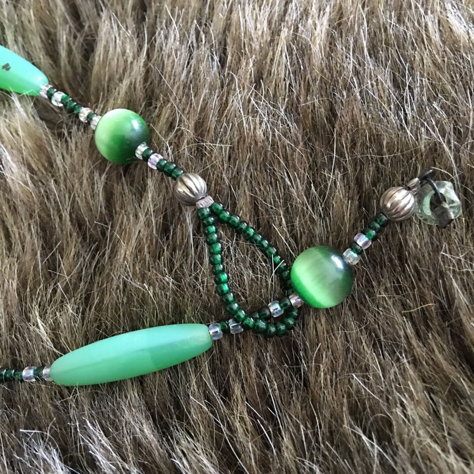 Handmade Artisan green tone beaded choker necklace Size ONE SIZE - 7 Thumbnail