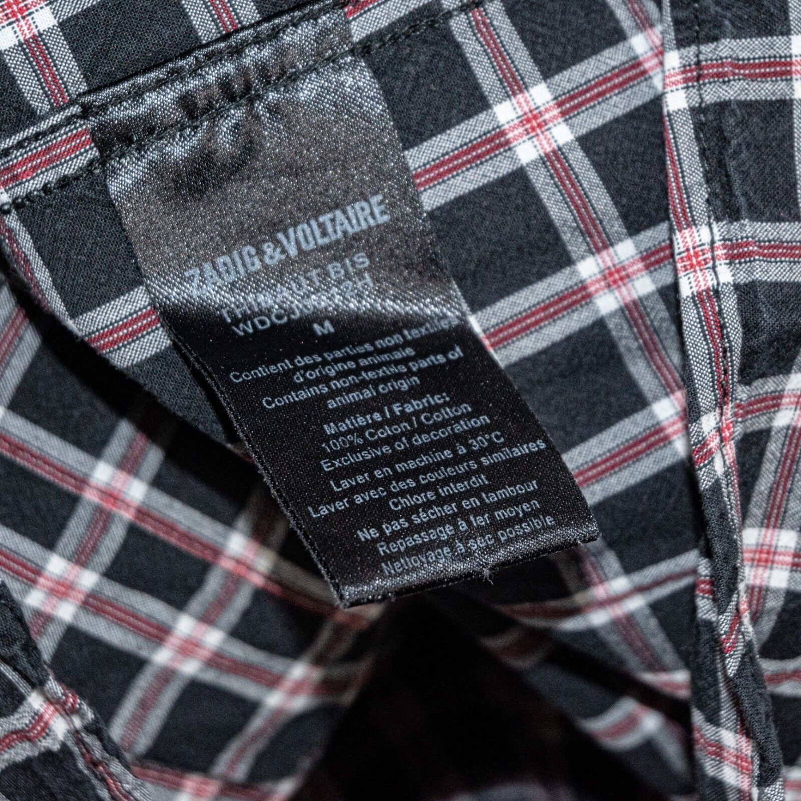 Zadig & Voltaire Zadig & Voltaire Men's Button up Shirt in Black Red Check Size US M / EU 48-50 / 2 - 6 Thumbnail