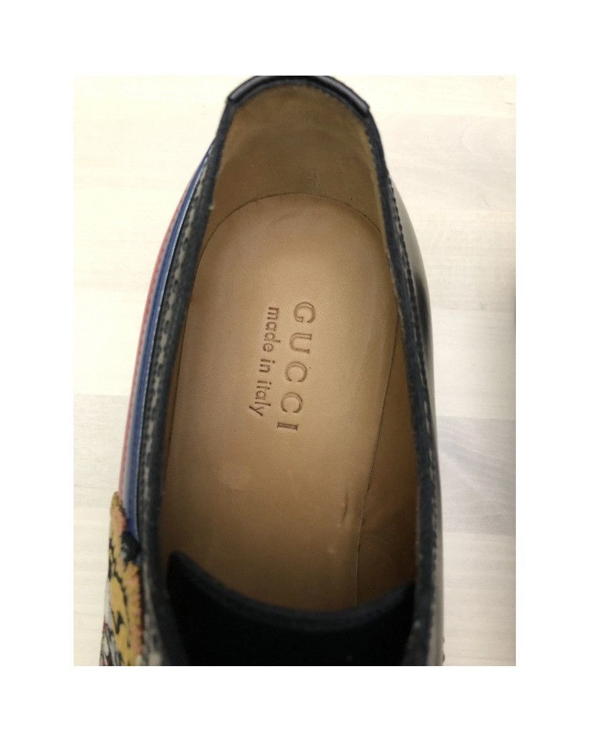 Gucci GUCCI 🇮🇹 Nero Roaring Kitty Badge Side Broge Oxfords 9.5 NIB Size US 9.5 / EU 42-43 - 3 Thumbnail