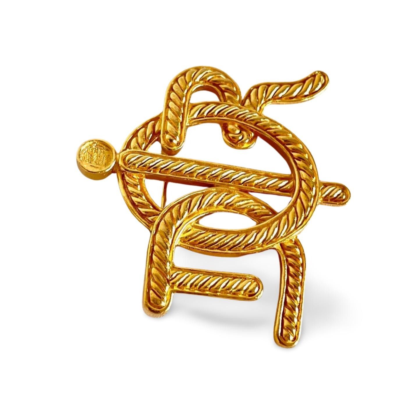 Dior Vintage Christian Dior golden twisted style logo brooch Size ONE SIZE - 6 Thumbnail