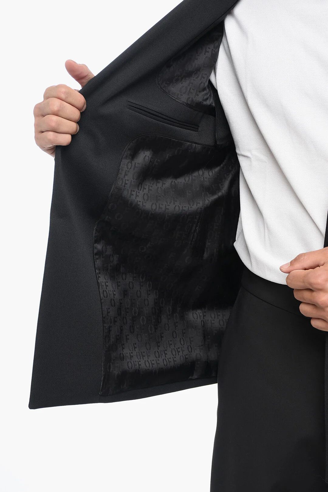 Off-White og1mm0426 Virgin Wool Blazer in Black Size US M / EU 48-50 / 2 - 5 Thumbnail
