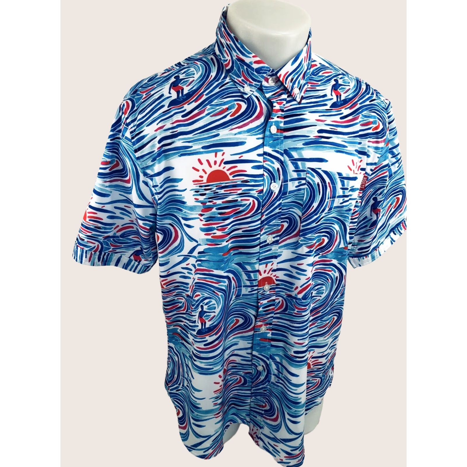 ALOHAS RSVLTS Roosevelts - SURFING WAVES / OCEAN Hawaiian Aloha Lg. Shirt - EXCELLENT Shirt Mens L Multicolor 90s Hawaiian B14 Size US L / EU 52-54 / 3 - 1 Thumbnail