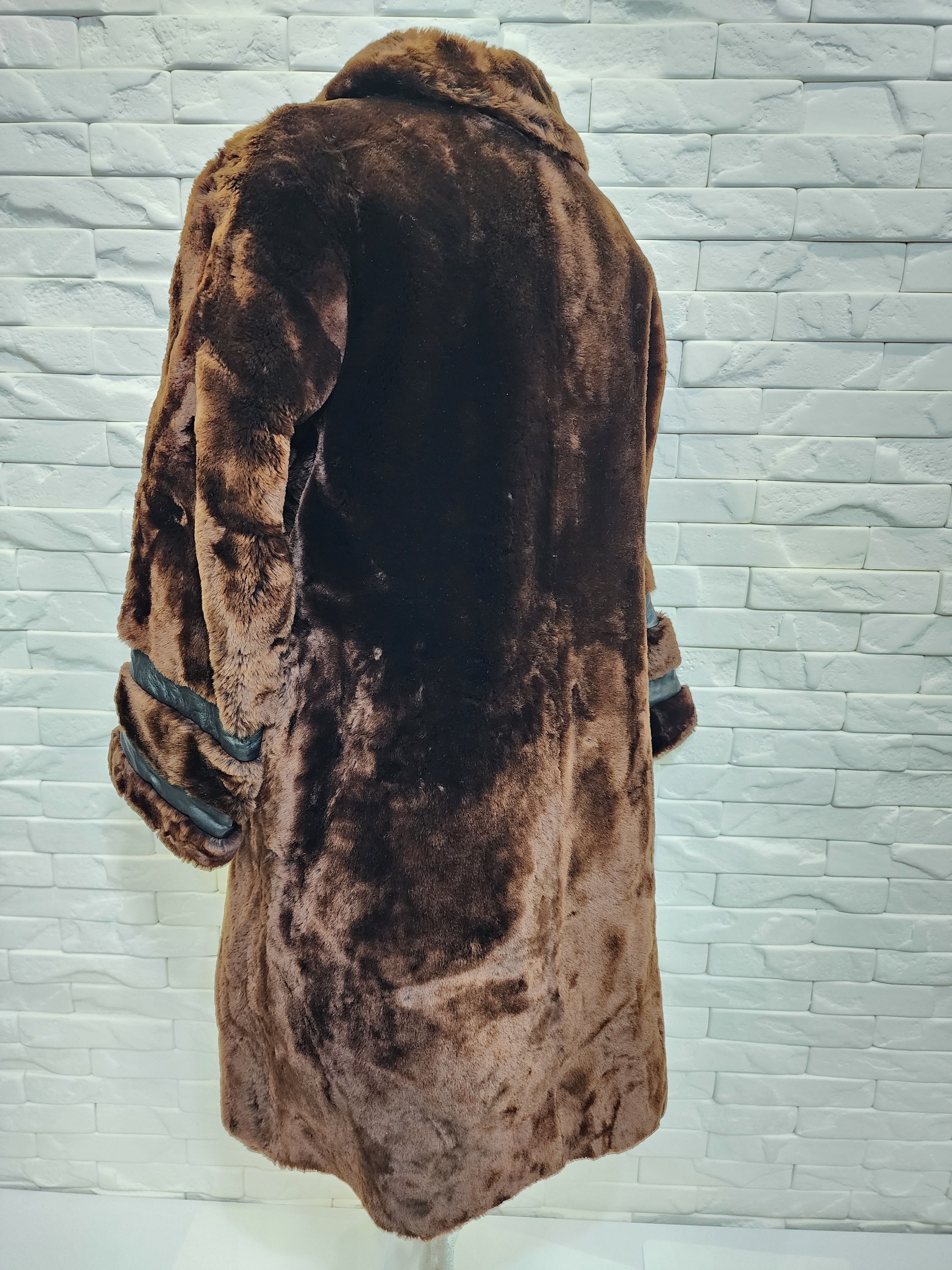Genuine Leather Brown women's fur coat. Size L / US 10 / IT 46 - 6 Thumbnail