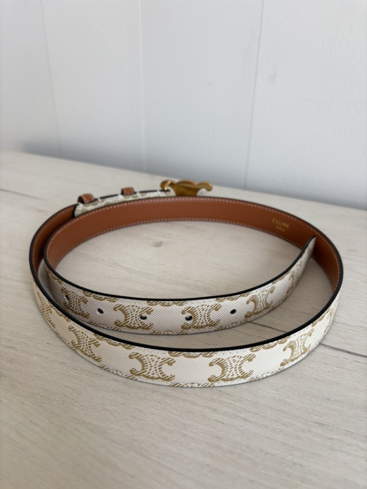 Celine Celine Paris Triomphe Gray/Brown Monogram Belt Made in Italy Size ONE SIZE - 18 Thumbnail