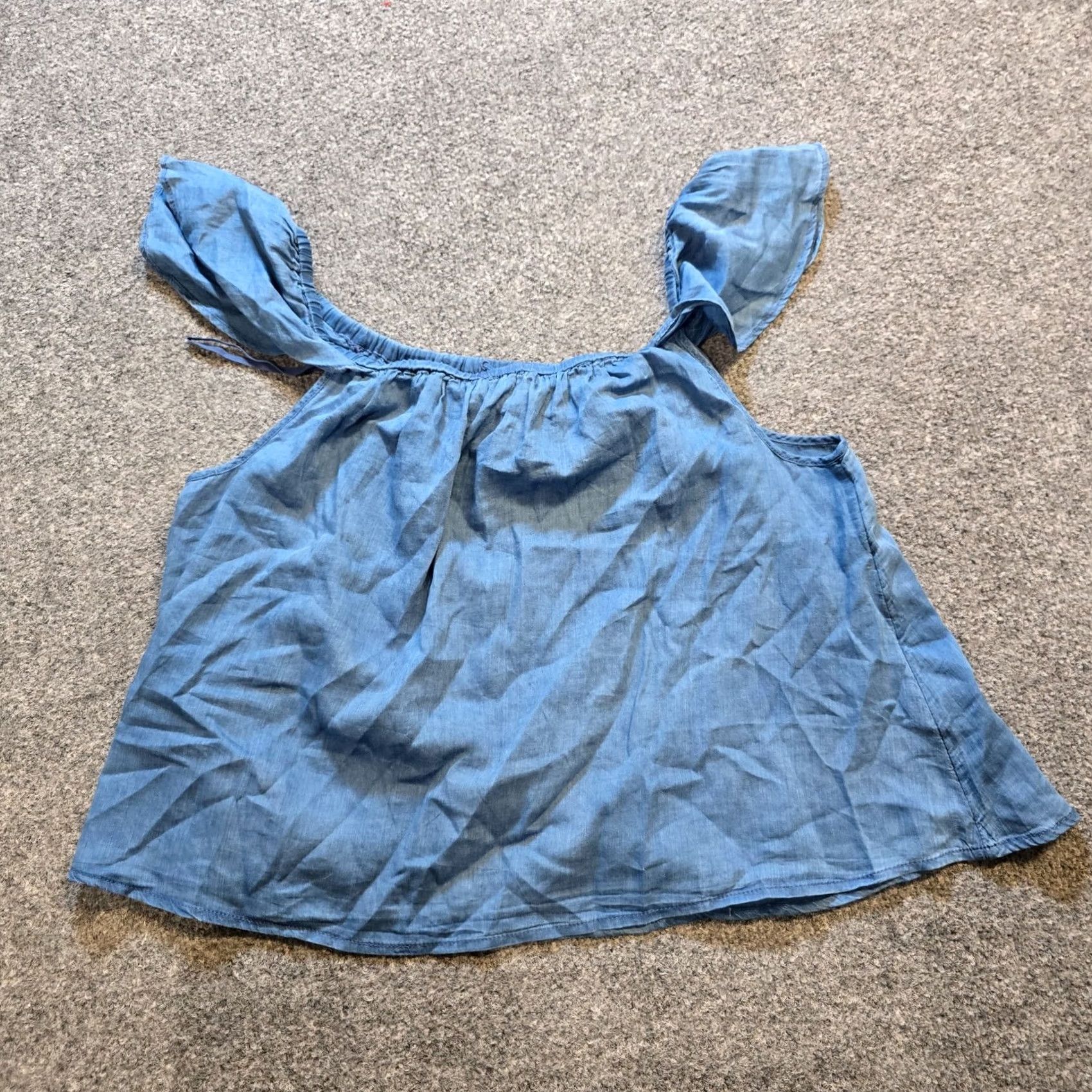 Madewell Madewell Top Women L Blue Chambray Lightweight Off Shoulder Casual Boho Shirt Blouse Beach Womens Size L / US 10 / IT 46 - 7 Thumbnail