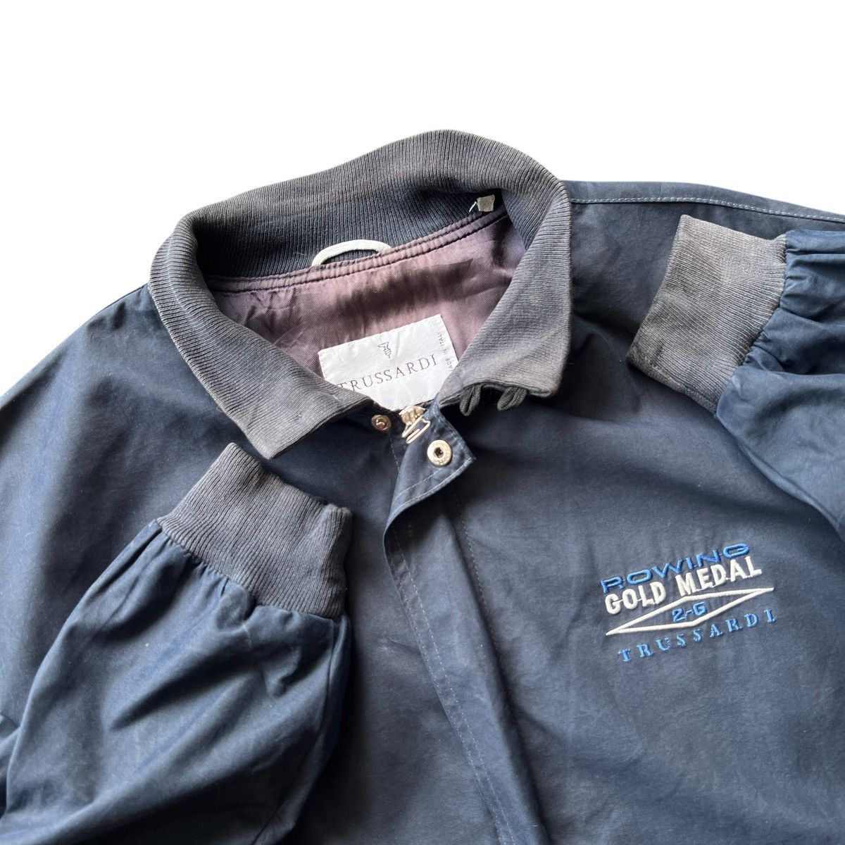 Trussardi Vintage Trussardi Rowing Gold Medal Navy Blue Bomber jacket Size US M / EU 48-50 / 2 - 9 Thumbnail