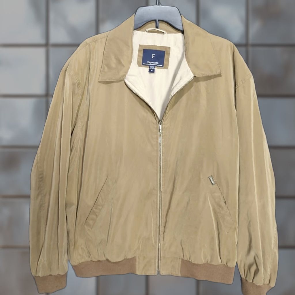 Faconnable Jacket Adult Extra Large Brown Bomber Zip Front LS Classic Mens