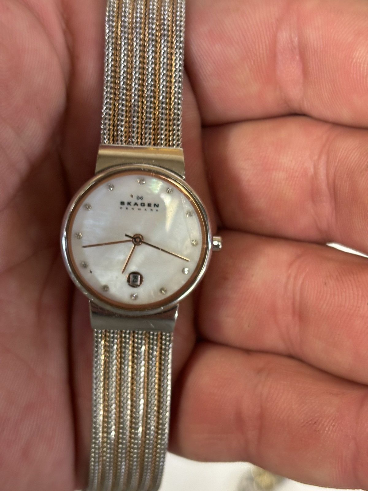 Skagen Skagen Ancher 355SSRS 2-Tone Steel Mesh Watch! New Battery! Size ONE SIZE - 1 Thumbnail