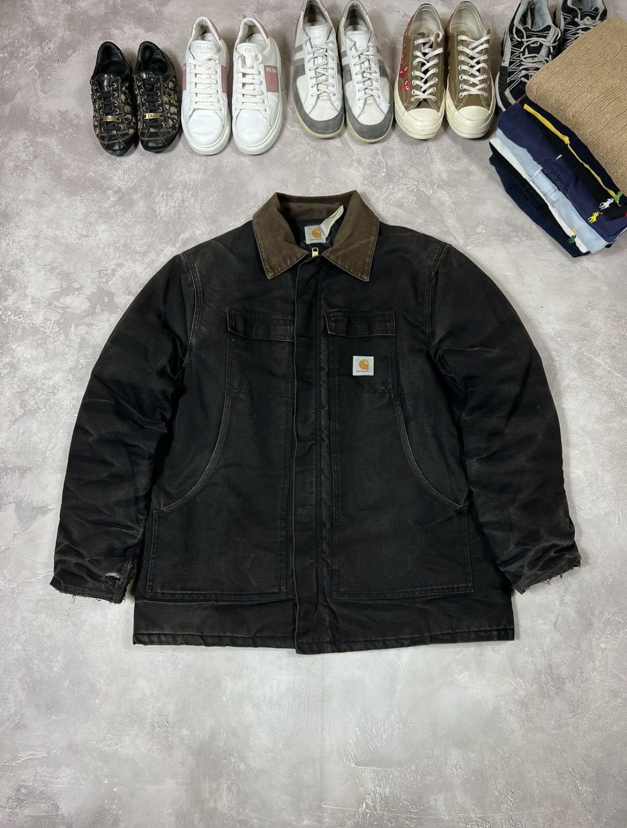 Carhartt Vintage Carhartt Distressed Denim Heavyweight Jacket Size US XL / EU 56 / 4 - 1 Thumbnail