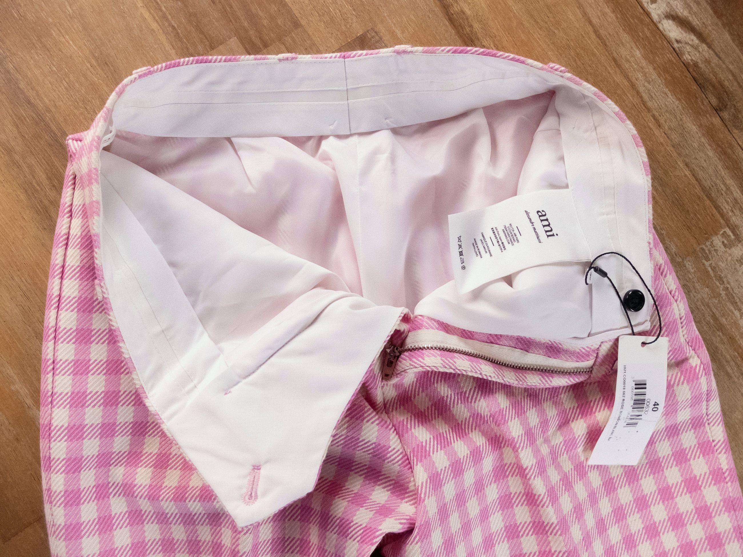 AMI AMI Paris pink white gingham check cropped high waist pants Size 28" / US 6 / IT 42 - 9 Thumbnail