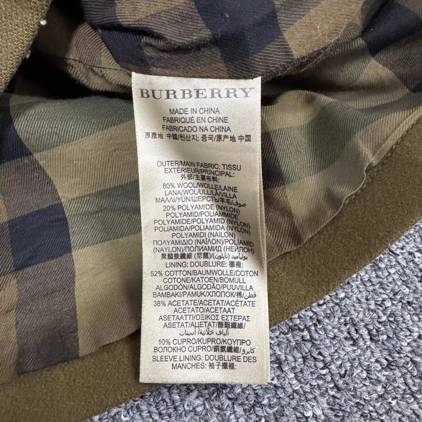 Burberry Burberry Brit Olive Belted Short Wool Coat UK8 99N Size S / US 4 / IT 40 - 6 Thumbnail