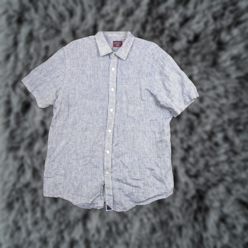 UNTUCKit UNTUCKit Shirt Mens Large Blue Linen Short Sleeve Button Up Casual Pocket 2010s Size US L / EU 52-54 / 3 - 1 Thumbnail