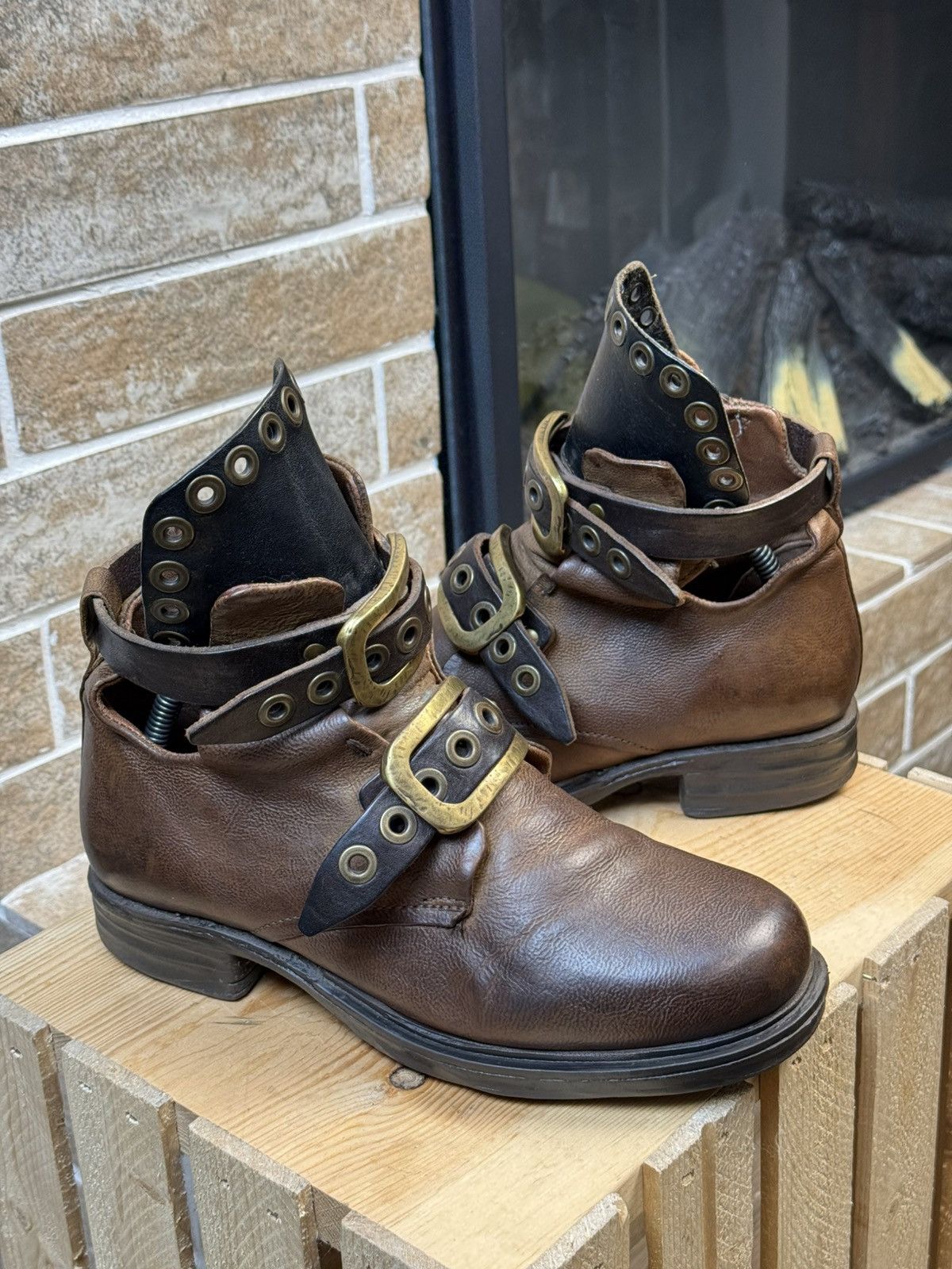 A.S.98 A.S.98 Airstep Brown Leather Biker Boots Size US 6 / IT 36 - 7 Thumbnail
