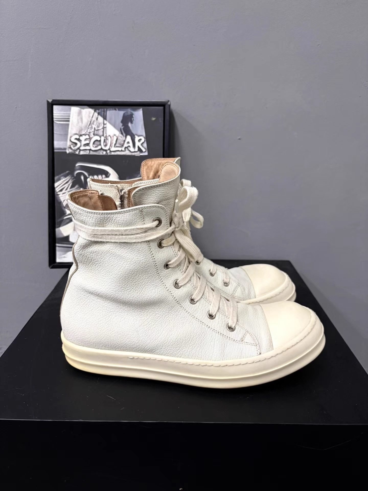 Rick Owens Rick Owens Mainline Leather High-Top Sneakers K34 Size US 8 / EU 41 - 4 Thumbnail