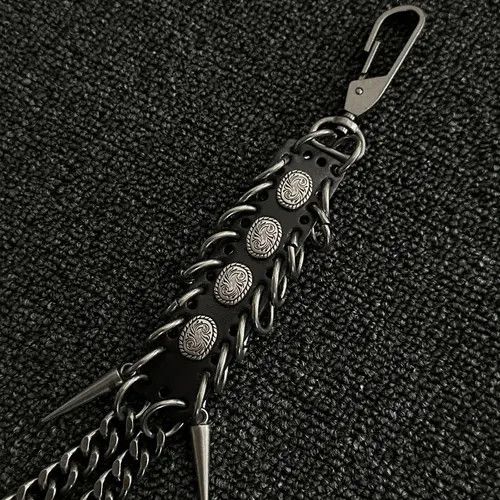 Jewelry 85Black Punk Wallet Chain with Studded Leather Detail Size ONE SIZE - 3 Thumbnail