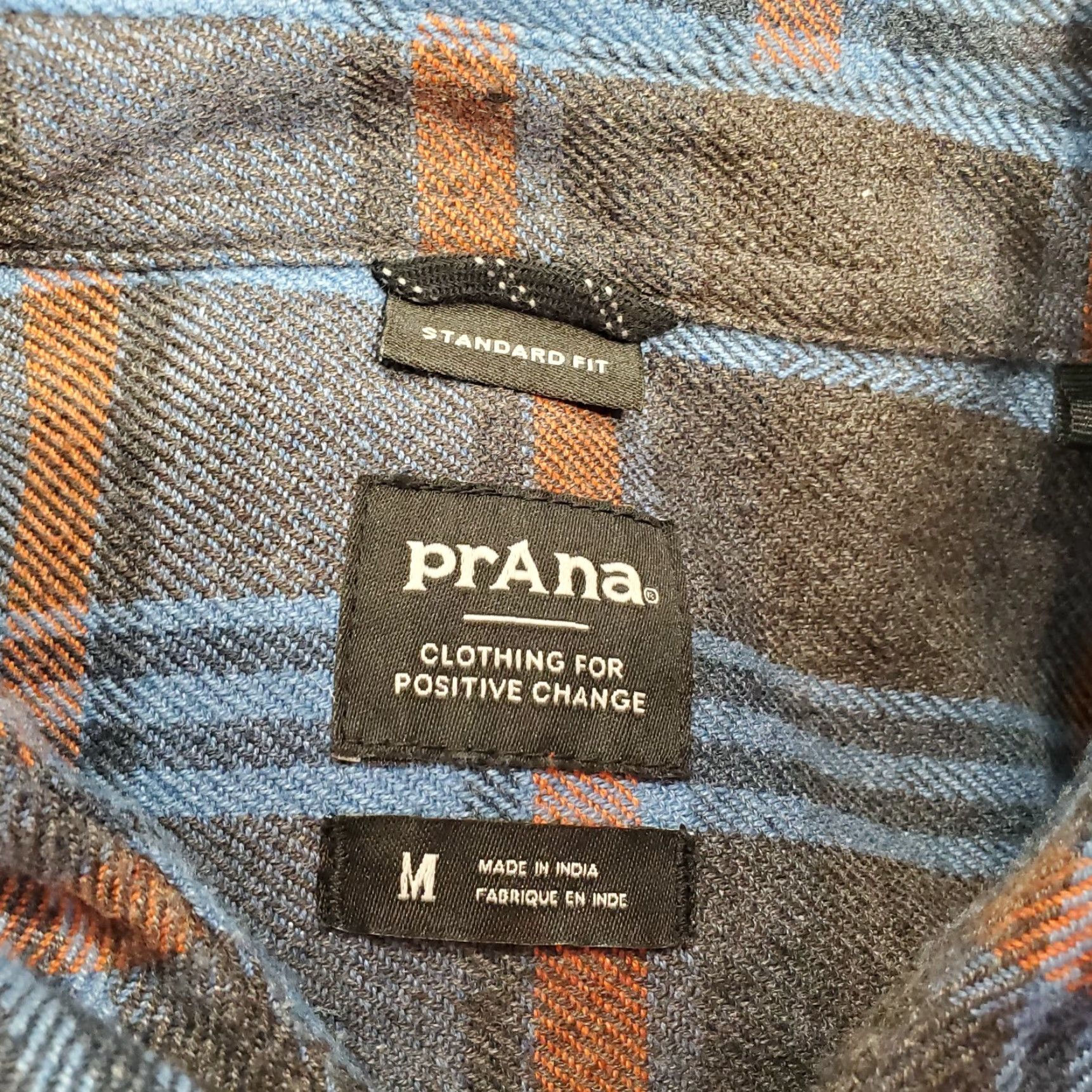 Prana PrAna Shirt Mens M Gray Blue Button Up Plaid Collared Long Sleeve Casual Outdoor Lightweight Regular Button-Down Size US M / EU 48-50 / 2 - 8 Thumbnail