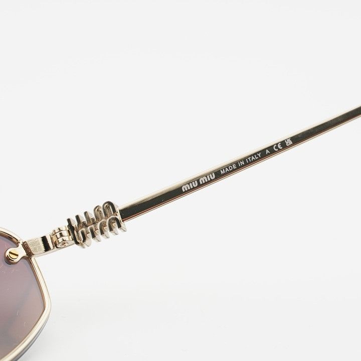Miu Miu Miu Miu MUA50S ZVN30C Sunglasses Gold Rectangle Frame Size ONE SIZE - 8 Thumbnail